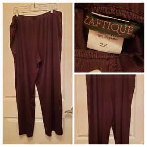 Brown slinky pants, straight leg, good for work.